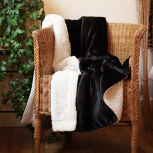 Plaid Polaire doublé imitation "Mouton" - Noir