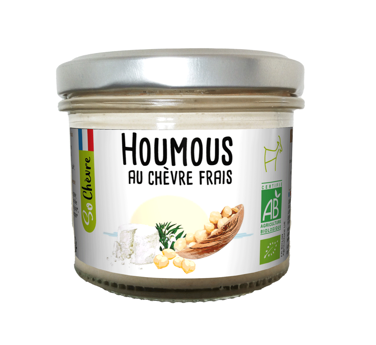 Hummus with fresh goat cheese